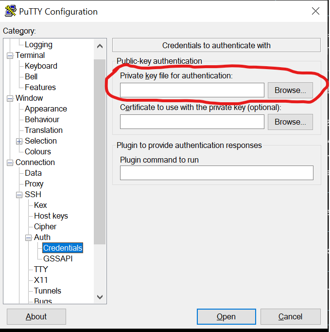 Private key file for authentication